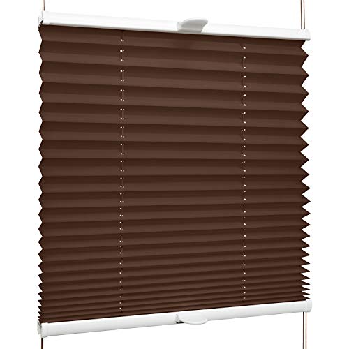 SchattenFreude Klemmfix-Plissee für Fenster | Mit Klemm-Haltern | Ohne Bohren | Braun, Breite: 40cm x Höhe: 150cm von SchattenFreude