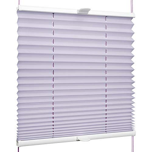 SchattenFreude Klemmfix-Plissee für Fenster | Mit Klemm-Haltern | Ohne Bohren | Lavendel, Breite: 50cm x Höhe: 100cm von SchattenFreude