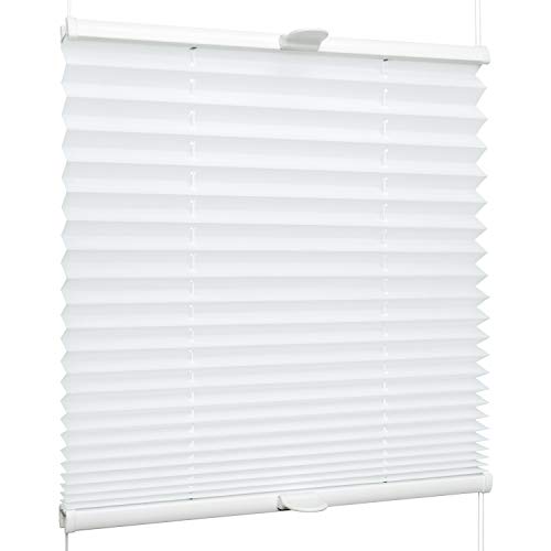 SchattenFreude Klemmfix-Plissee für Fenster | Mit Klemm-Haltern | Ohne Bohren | Reinweiß, Breite: 45cm x Höhe: 100cm von SchattenFreude