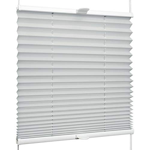 SchattenFreude Klemmfix-Plissee für Fenster | Mit Klemm-Haltern | Ohne Bohren | Silber, Breite: 100cm x Höhe: 130cm von SchattenFreude