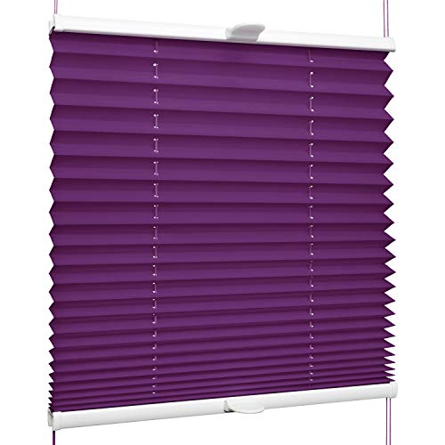 SchattenFreude Klemmfix-Plissee für Fenster | Mit Klemm-Haltern | Ohne Bohren | Violett, Breite: 40cm x Höhe: 150cm von SchattenFreude