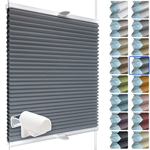 SchattenFreude Waben-Plissee für Fenster | 100% verdunkelnd/Blackout | Mit Klemm-Haltern | Klemmfix ohne Bohren | Anthrazit (Weiße Rückseite), Breite: 40cm x Höhe: 100cm von SchattenFreude