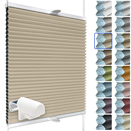 SchattenFreude Waben-Plissee für Fenster | 100% verdunkelnd/Blackout | Mit Klemm-Haltern | Klemmfix ohne Bohren | Beige (Weiße Rückseite), Breite: 55cm x Höhe: 150cm von SchattenFreude