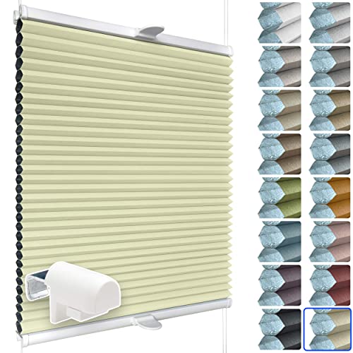 SchattenFreude Waben-Plissee für Fenster | 100% verdunkelnd/Blackout | Mit Klemm-Haltern | Klemmfix ohne Bohren | Hellgelb (Weiße Rückseite), Breite: 60cm x Höhe: 150cm von SchattenFreude
