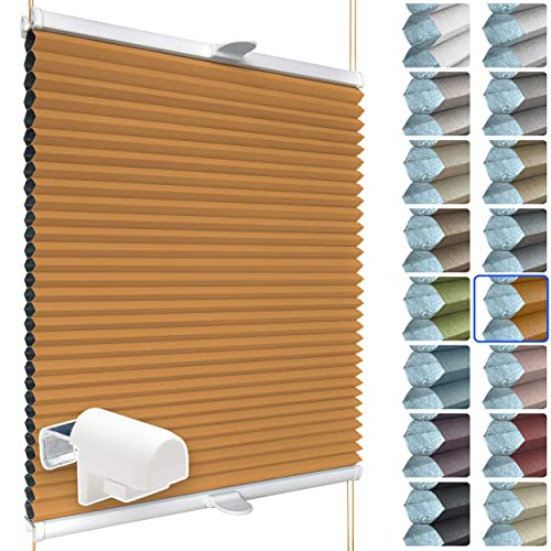 SchattenFreude Waben-Plissee für Fenster | 100% verdunkelnd/Blackout | Mit Klemm-Haltern | Klemmfix ohne Bohren | Orange (Weiße Rückseite), Breite: 60cm x Höhe: 130cm von SchattenFreude