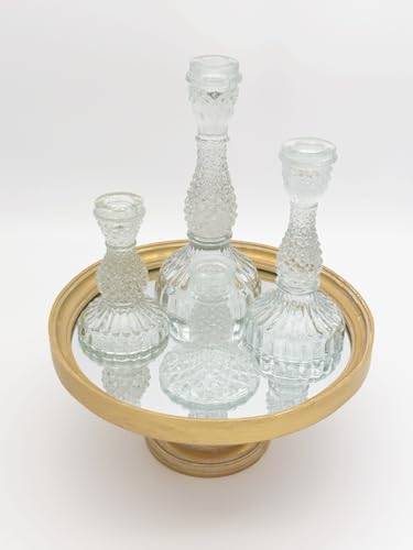 Romantische Dekorative Glas Kerzenhalter-Set in mehrere Farben. Hochzeitsdeko Wohndeko Eventdeko Geschenk (Transparent) von SchatzBox