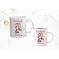 Emaille Tasse Junger Rock Cool Schulkind 2022/ Skateboard Einschulung von SchatzGeschenke