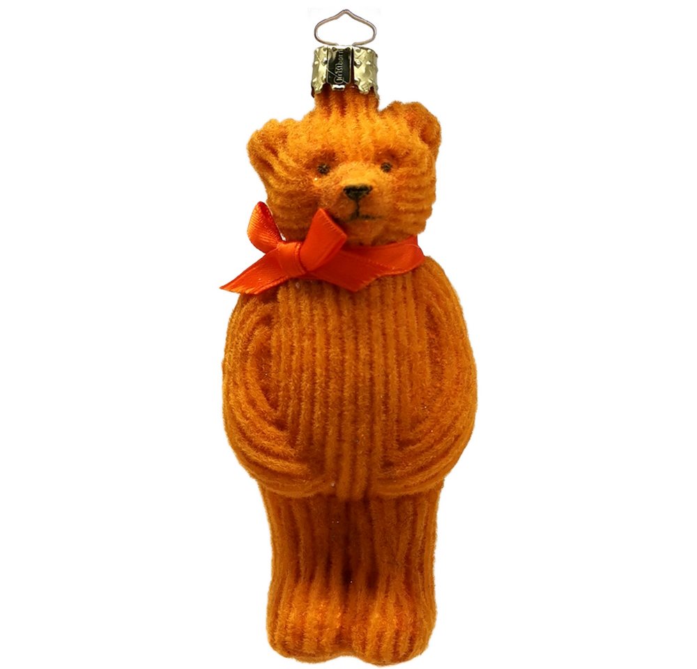 Schatzhauser Christbaumschmuck Bär, Teddybär herbstorange 11,5cm (1-tlg), mundgeblasen, handbemalt von Schatzhauser