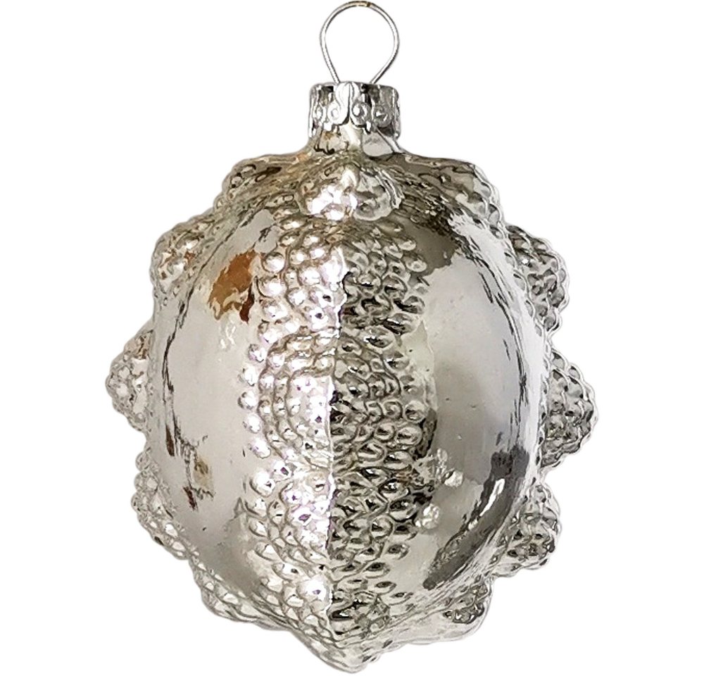 Schatzhauser Christbaumschmuck Glas Ornament Silberform ca. 6,5cm (1-tlg), mundgeblasen von Schatzhauser