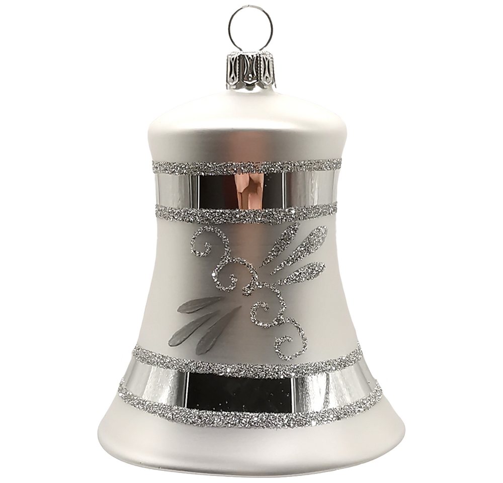 Schatzhauser Christbaumschmuck Glocke Nostalgie silber Ø7cm (1-tlg), mundgeblasen, handbemalt von Schatzhauser