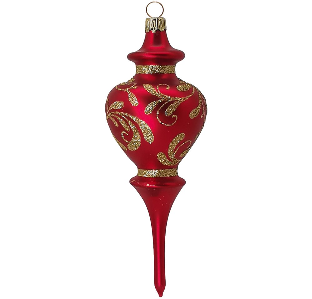 Schatzhauser Christbaumschmuck Romantik Ornament rot matt 15cm (1-tlg), mundgeblasen, handbemalt von Schatzhauser