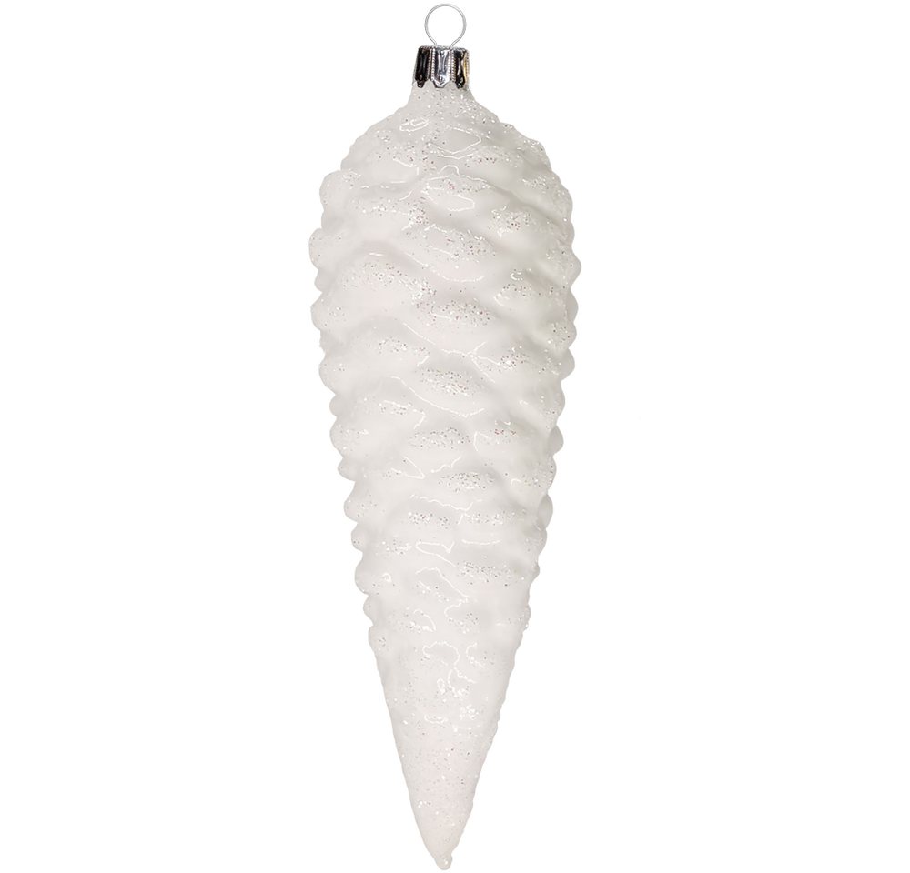 Schatzhauser Christbaumschmuck Zapfen, Tannzapfen, 12cm opalweiss (1-tlg), mundgeblasen, handbemalt von Schatzhauser