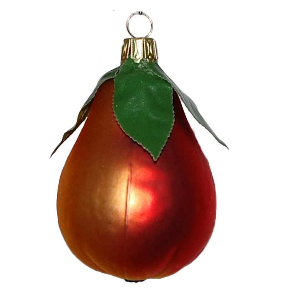 Schatzhauser Christbaumschmuck Birne 8cm rot/gelb (1-tlg), mundgeblasen, handbemalt von Schatzhauser