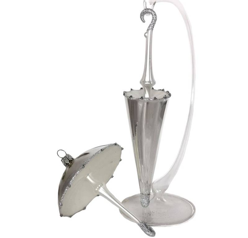 Schatzhauser Christbaumschmuck Schirm Set, silber (2-tlg), mundgeblasen, handbemalt von Schatzhauser