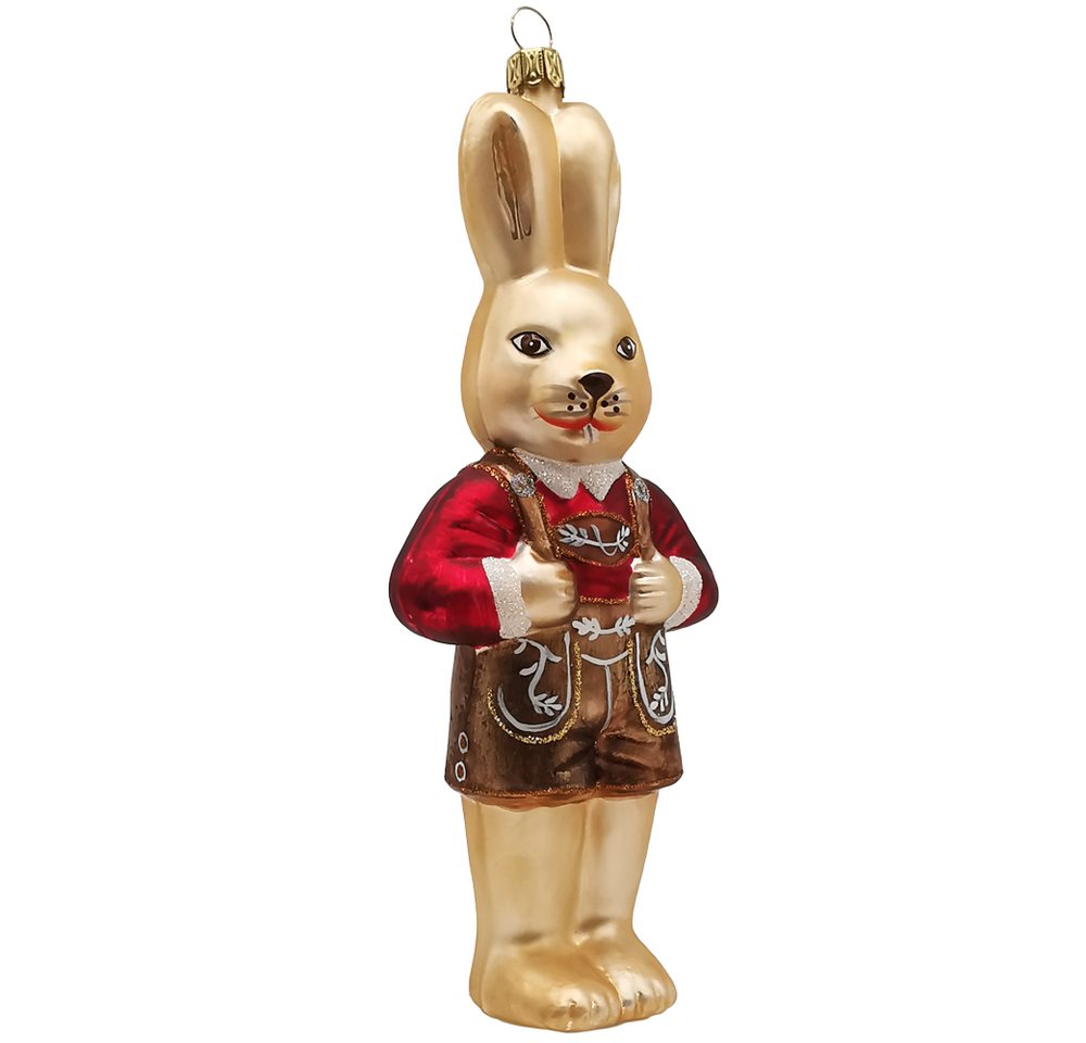 Schatzhauser Osterhase Hase - Junge Hannes Osterhase 17cm rot (1 St), mundgeblasen, handbemalt von Schatzhauser