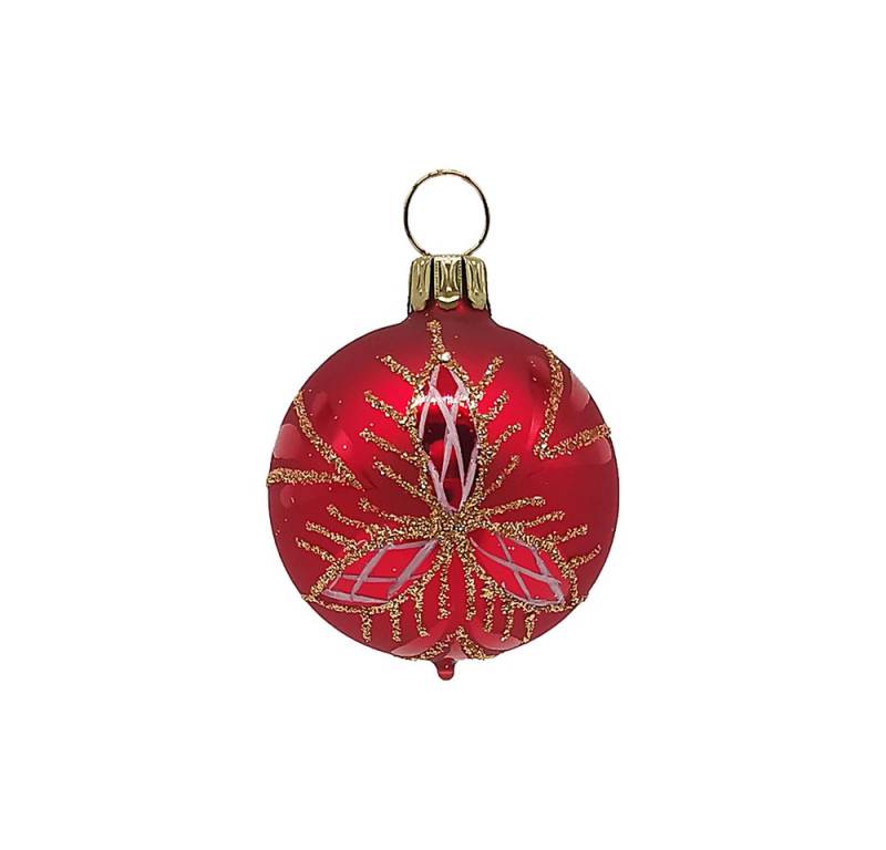 Schatzhauser Weihnachtsbaumkugel Christbaumkugel rot matt, Waffelmuster (1 St), mundgeblasen, handbemalt von Schatzhauser