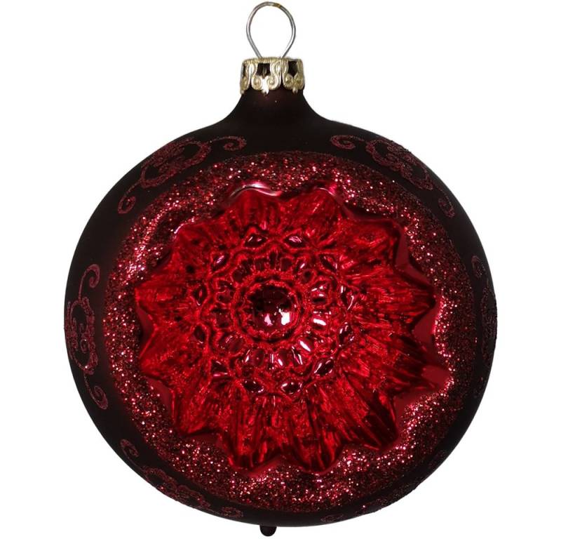 Schatzhauser Weihnachtsbaumkugel Reflexkugel, Renaissanceband, stierblut matt (1 St), mundgeblasen, handbemalt von Schatzhauser