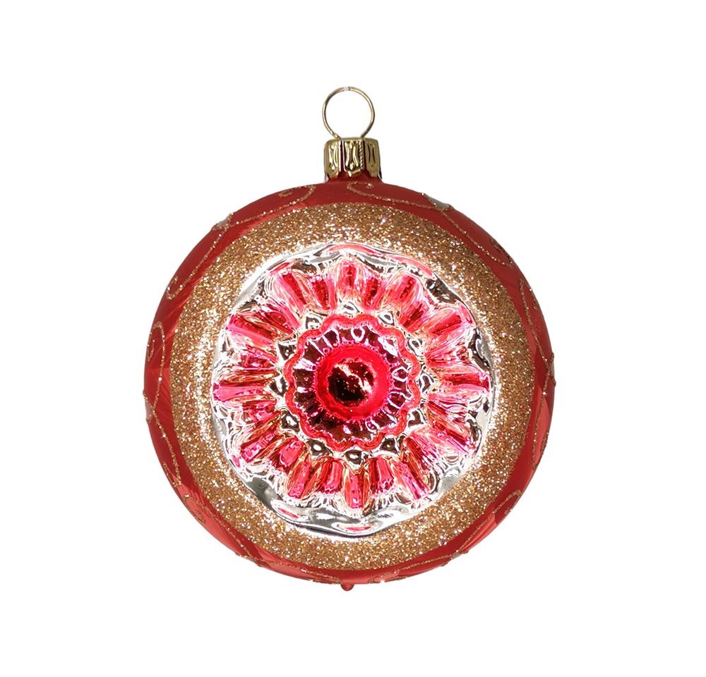 Schatzhauser Weihnachtsbaumkugel Reflexkugel Spitzenbordüre rot Eis (1 St), Spitzenbordüre von Schatzhauser