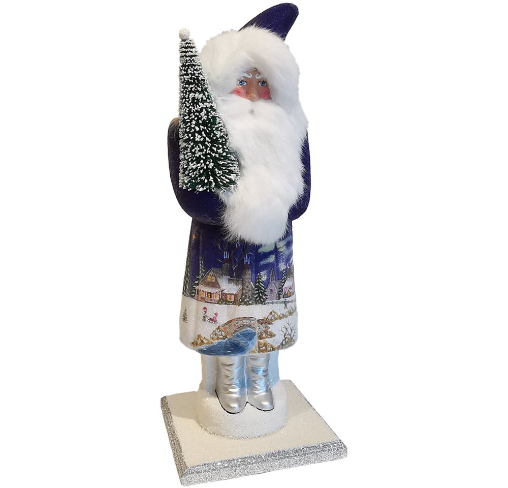 Schatzhauser Weihnachtsmann Santa Winterlandschaft blau 53cm Pappmaché (1 St), handbemalt von Schatzhauser