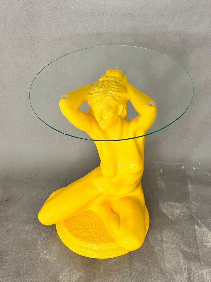 Schatzkiste1 Beistelltisch Figurentisch im Frauen Design Beistelltisch, Couchtisch, Glastisch (1x Beistelltisch mit Glasplatte), breite 40 cm, höhe 50cm, handbemalt von Schatzkiste1