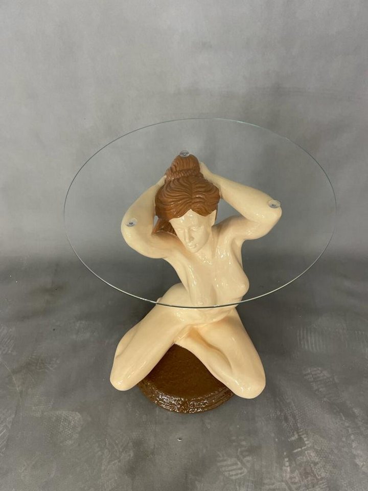 Schatzkiste1 Beistelltisch Figurentisch im Frauen Design Beistelltisch, Couchtisch, Glastisch (1x Beistelltisch mit Glasplatte), breite 40 cm, höhe 50cm, handbemalt von Schatzkiste1