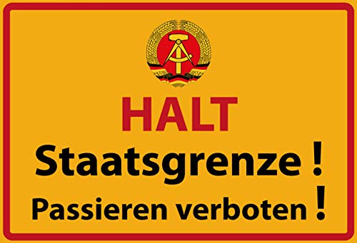 Schatzmix DDR Halt Staatsgrenze Warnschild Metallschild 20x30cm Deko tin Sign Blechschild, Blech, Mehrfarbig, 20x30 cm von Schatzmix