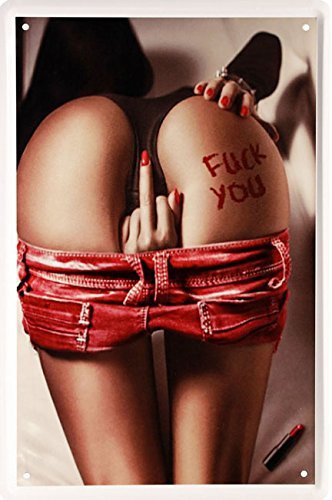 Schatzmix Fuck You Funny Pinup/pin up sexy Girl blechschild erotik metallsign von Schatzmix