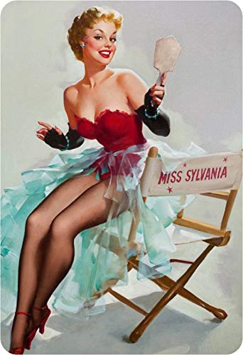 Schatzmix Blechschild Pinup Sexy Frau mit Spiegel Erotik Metallschild Wanddeko 20x30 tin Sign von Schatzmix