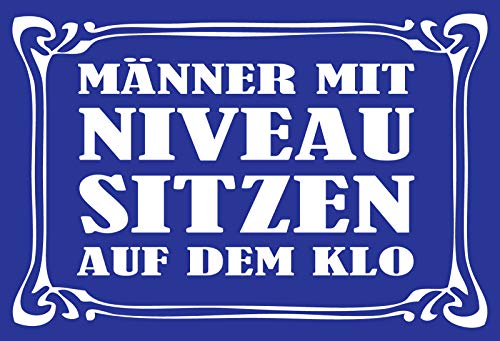 Schatzmix 20x30 cm Spruch Männer mit Niveau sitzen. Klo Fun Metall Schild Blechschild, Blech von Schatzmix