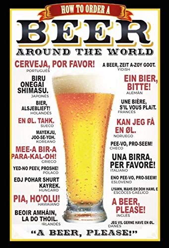 Schatzmix Blechschild Bier bestellen in 21 Sprachen schwarzer Rand Metallschild Wanddeko 20x30 tin Sign von Schatzmix