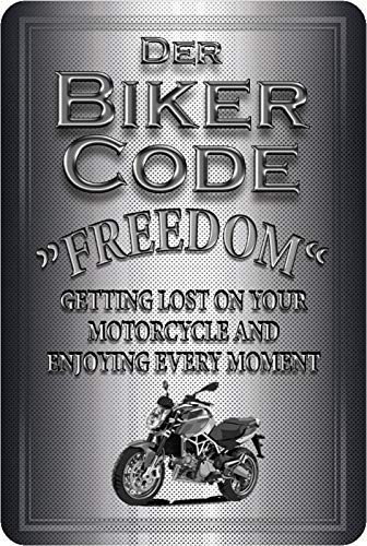 Schatzmix Biker Code Freedom Getting Lost Metallschild Wanddeko 20x30 cm tin Sign Blechschild, Blech, Mehrfarbig von Schatzmix