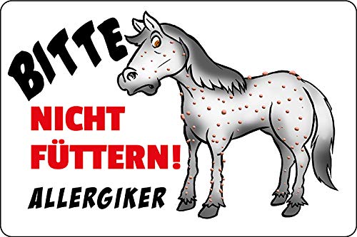 Schatzmix Blechschild Spruch Bitte Nicht füttern! Allergiker Pferd Warnschild Metallschild Wanddeko 20x30 tin Sign von Schatzmix