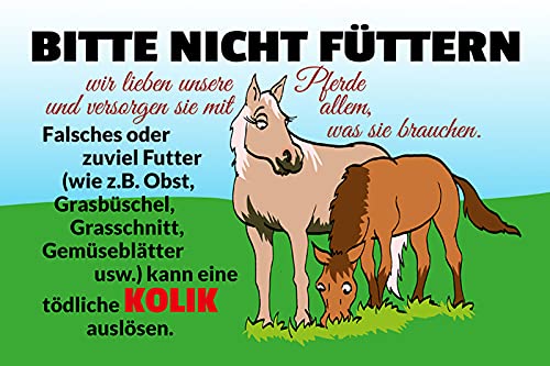 Schatzmix Blechschild Spruch Bitte Nicht füttern! Pferd Warnschild Metallschild Wanddeko 20x30 tin Sign von Schatzmix