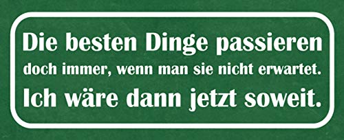 Schatzmix Spruch Die besten Dinge passieren Schild Metallschild 27x10 cm Wanddeko tin Sign Blechschild, Blech, Mehrfarbig von Schatzmix