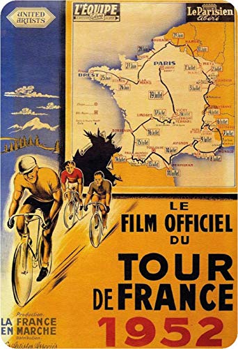 Schatzmix Blechschild Fahrrad Tour de France 1952 Metallschild Wanddeko 20x30cm tin Sign von Schatzmix