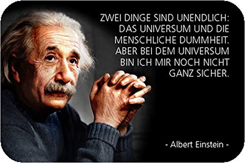 Schatzmix Blechschild Spruch Albert Einstein Zwei Dinge sind Metallschild Wanddeko 20x30 tin Sign von Schatzmix