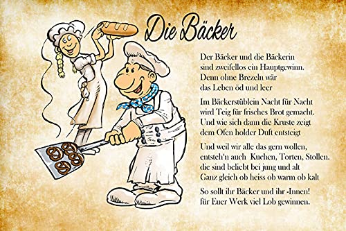 Schatzmix Blechschild Spruch Die Bäcker - Beruf Beschriebung Gedicht. Metallschild Wanddeko 20x30 tin Sign von ANGEL CITIZ