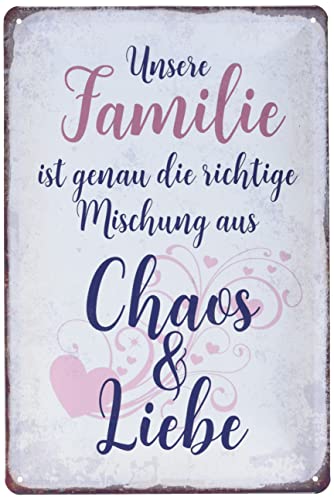 Schatzmix Blechschild Spruch Familie Mischung Chaos Liebe Metallschild Wanddeko 20x30 tin Sign von CAAKT