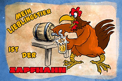 Schatzmix Blechschild Spruch Mein Lieblingstier ist der Zapfhahn Hahn Metallschild Wanddeko 20x30 tin sign von Schatzmix