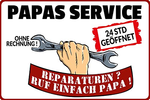 Schatzmix Blechschild Spruch Papas Service ohne Rechnung Metallschild Wanddeko 20x30 tin Sign von Schatzmix