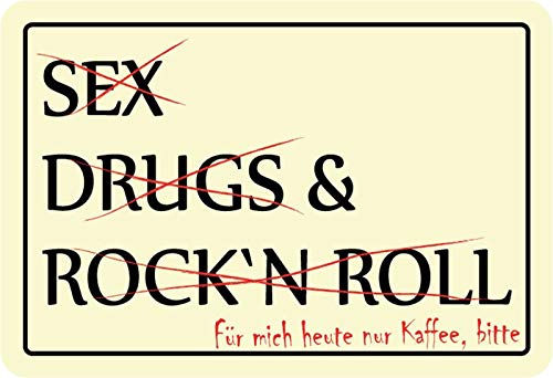 Schatzmix Blechschild Spruch Sex Drugs Rock n Roll Metallschild Wanddeko 20x30 cm tin Sign von Schatzmix
