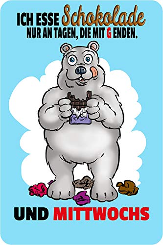 Schatzmix Blechschild Spruch ich esse Schokolade nur an Tage die mit G enden... Eisbär Metallschild Wanddeko 20x30 tin sign Schatzmix Blechschild Spruch ich esse Schokolade nur an Tage die mit G enden... Eisbär Metallschild Wanddeko 20x30 tin sign von Schatzmix