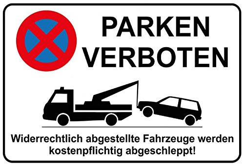 Schatzmix Blechschild Warnschild Parken verboten Metallschild Wanddeko 20x30 tin Sign von Schatzmix
