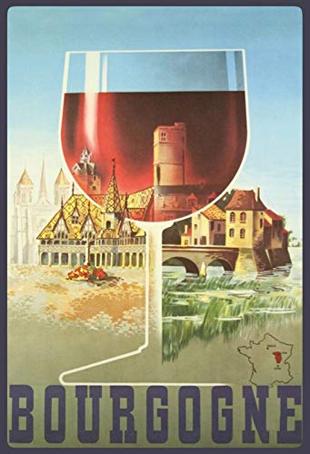 Schatzmix Bourgogne Rotwein im Glas Metallschild 20x30 cm Wanddeko tin Sign Blechschild, Blech, Mehrfarbig von Schatzmix