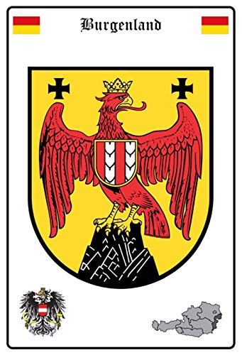 Schatzmix Burgenland Wappen Metallschild Wanddeko 20x30 cm tin Sign Blechschild, Blech, Mehrfarbig von Schatzmix