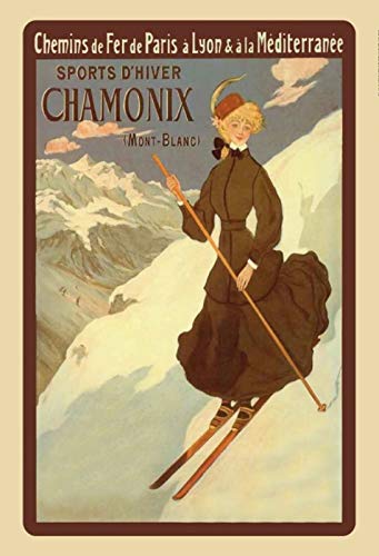 Schatzmix Blechschild Urlaub Chamonix Ski Fahren Mont Blanc Metallschild Wanddeko 20x30 tin Sign von Schatzmix