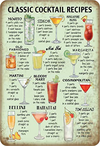 Schatzmix Blechschild Cocktail classische Rezept grünes Metallschild Wanddeko 20x30 tin sign von Schatzmix