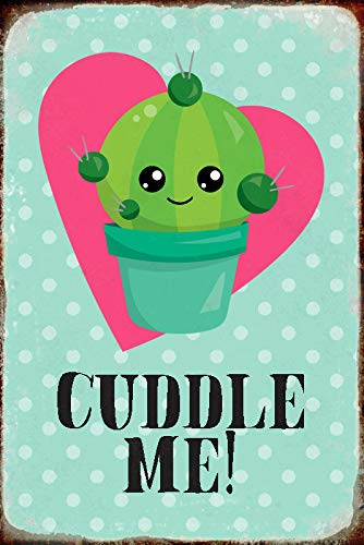 Schatzmix Spruch Cuddle Me Kaktus suß Metallschild Wanddeko 20x30 tin Sign Blechschild, Blech, Mehrfarbig, 20x30 cm von Schatzmix