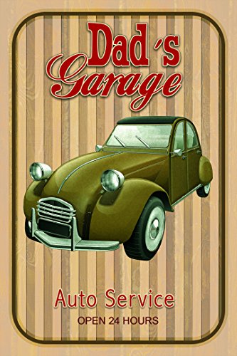 Schatzmix Blechschild Dads Garage Auto Service Metallschild Wanddeko 20x30 tin Sign von Schatzmix