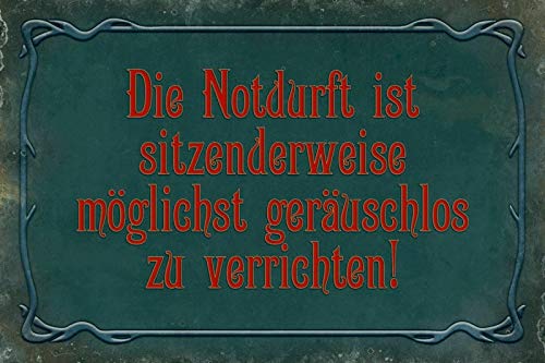 Schatzmix Notdurft ist sitzenderweise… Klo Regeln. Metallschild Wanddeko 20x30 cm tin Sign Blechschild, Blech, Mehrfarbig von Schatzmix